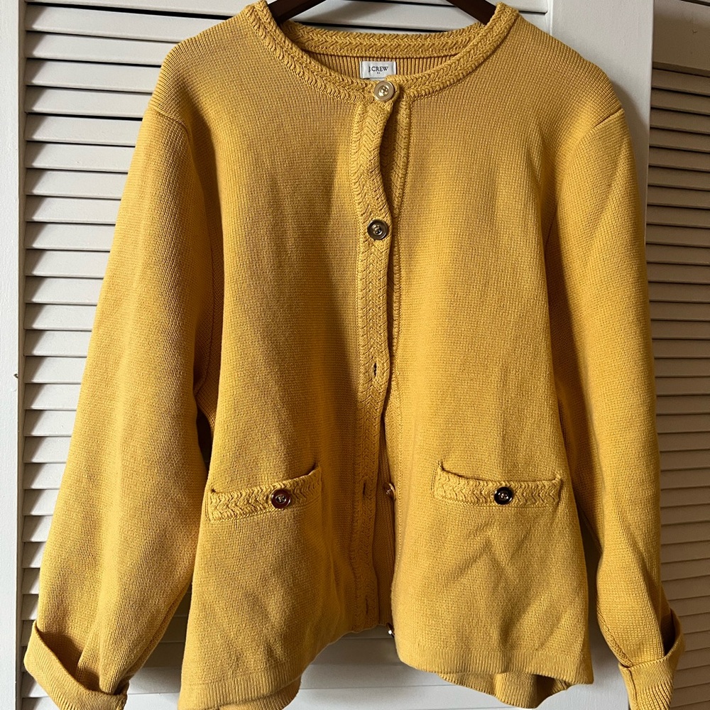 J. Crew Mustard Knit Cardigan Cotton Lady Jacket